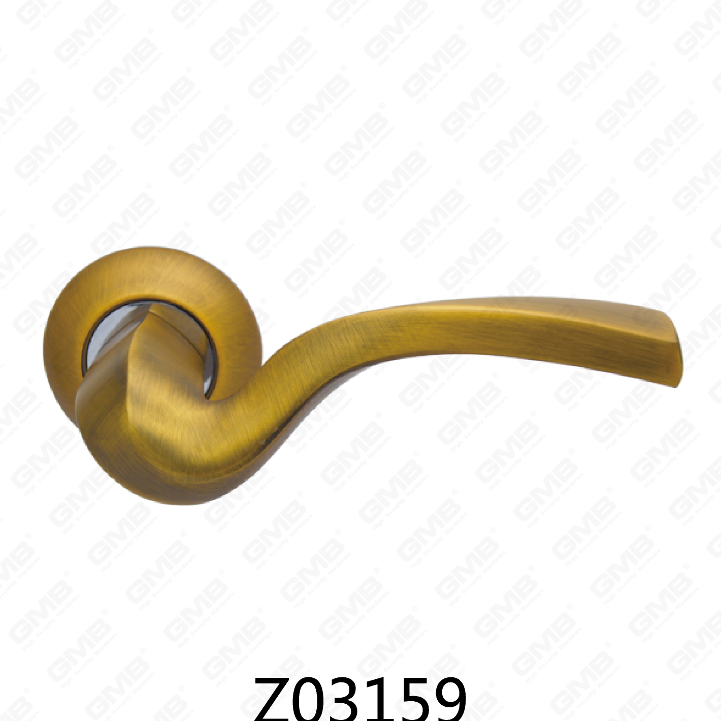 Poignée de porte en aluminium en alliage de zinc et rosette avec rosette ronde (Z02159)