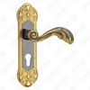 Poignée de porte Tirer la manche de porte en bois Handle de verrouillage Poignée de porte de porte sur plaque pour mousse de mortelle par alliage de zinc ou poignée de plaque de porte en acier (CM598-C48-KJ)