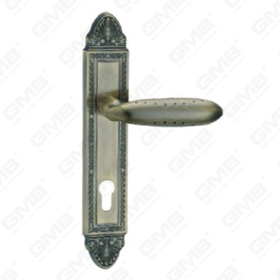 Poignée de porte Poignée de quincaillerie de porte en bois Serrure Poignée de porte sur plaque pour serrure à mortaise par poignée de plaque de porte en alliage de zinc ou en acier (L861-RA16-AB)