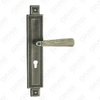 Poignée de porte Tirer la manche de porte en bois Handle de verrouillage Handle de porte de verrouillage sur plaque pour la mousse de serrure à mortaise par alliage de zinc ou poignée de plaque de porte en acier (ZL958B40-Dab)