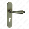 Poignée de porte Poignée de quincaillerie de porte en bois Serrure de poignée de porte sur plaque pour serrure à mortaise par poignée de plaque de porte en alliage de zinc ou en acier (ZM583-E01-DAB)