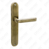 Poignée de porte Poignée de quincaillerie de porte en bois Poignée de porte sur plaque pour serrure à mortaise par poignée de plaque de porte en alliage de zinc ou en acier (0364)