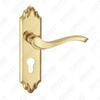 Poignée de porte Poignée de quincaillerie de porte en bois Serrure de poignée de porte sur plaque pour serrure à mortaise par poignée de plaque de porte en alliage de zinc ou en acier (ZM61013-PVD)