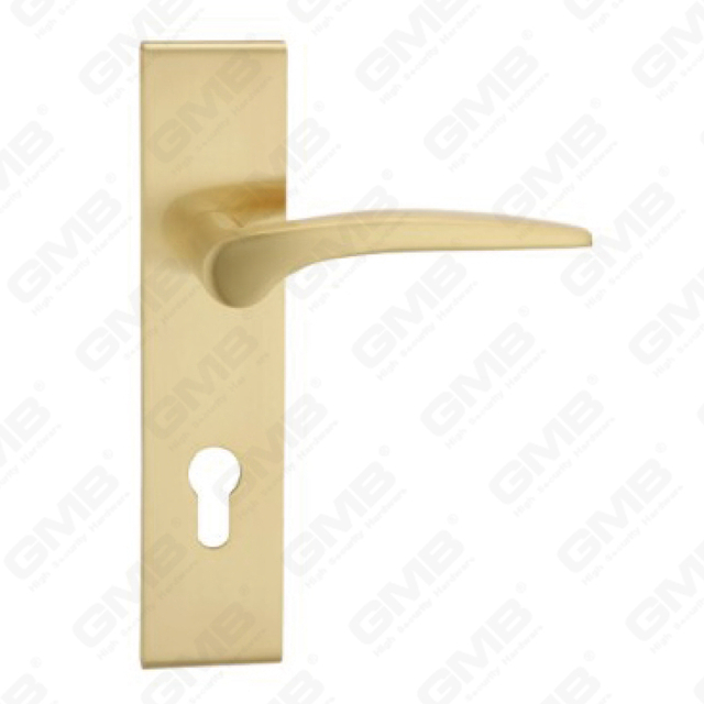 Poignée de porte Tirer la manche de porte en bois Handle de verrouillage Poignée de porte de porte sur plaque pour la mousse de serrure à mortaise par alliage de zinc ou poignée de plaque de porte en acier (ZM80517-GSB)